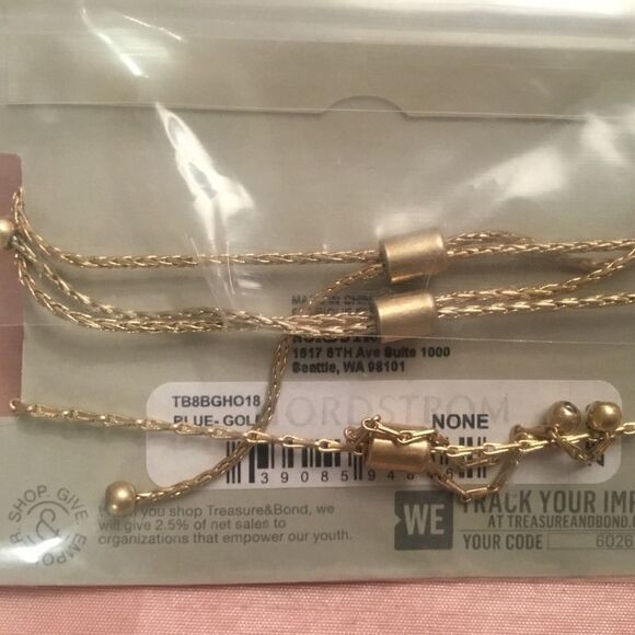 NWT Treasure & Bond (Nordstrom) Set of 3 Adjustable Goldtone Bracelets - Picture 2 of 5